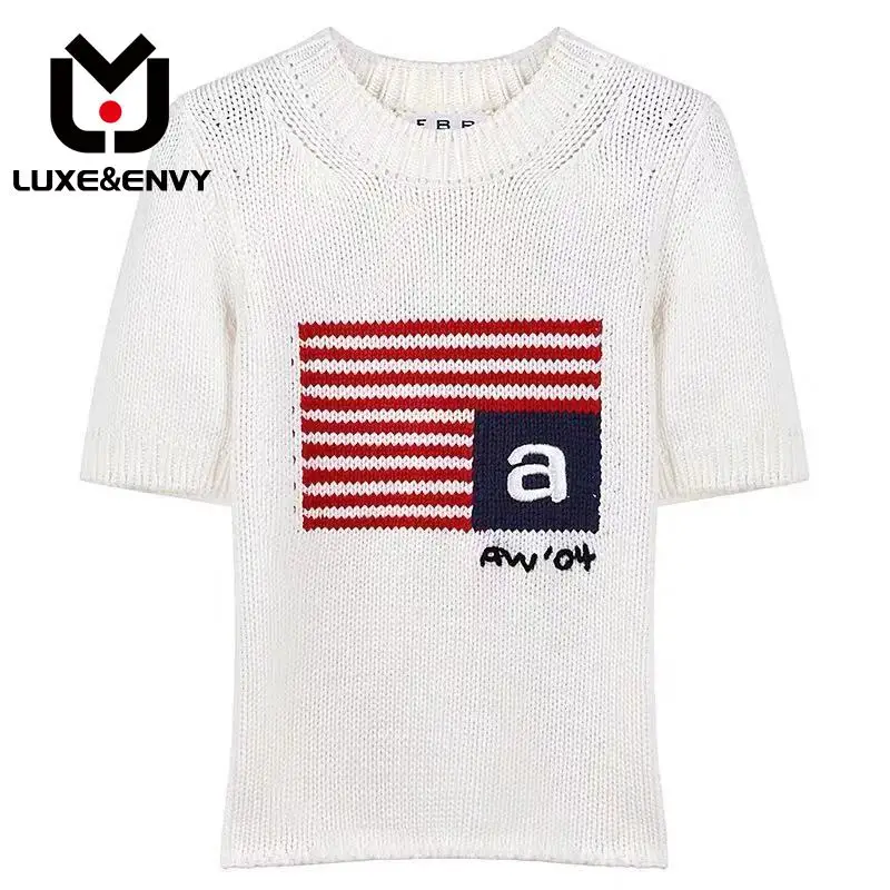 Роскошный & ENVY Aw, Новинка лета 2023, модный белый облегающий Женский пуловер с буквенным рукавом, короткая трикотажная футболка
Роскошный & ENVY Aw, Новинка лета 2023, модный белый облегающий Женский пуловер с буквенным рукавом, короткая трикотажная футболка