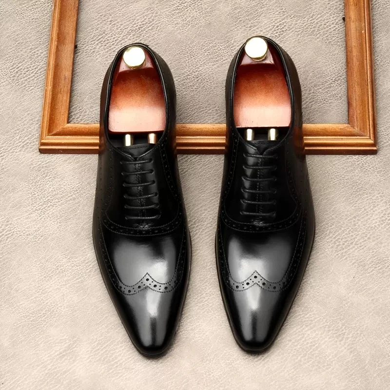 Black Coffee Color Fashion Men Shoes Oxford Brogues Lace Up Formal Shoes Genuine Leather Wedding Business Men Luxury Dress Shoes
Black Coffee Color Fashion Men Shoes Oxford Brogues Lace Up Formal Shoes Genuine Leather Wedding Business Men Luxury Dress Shoes