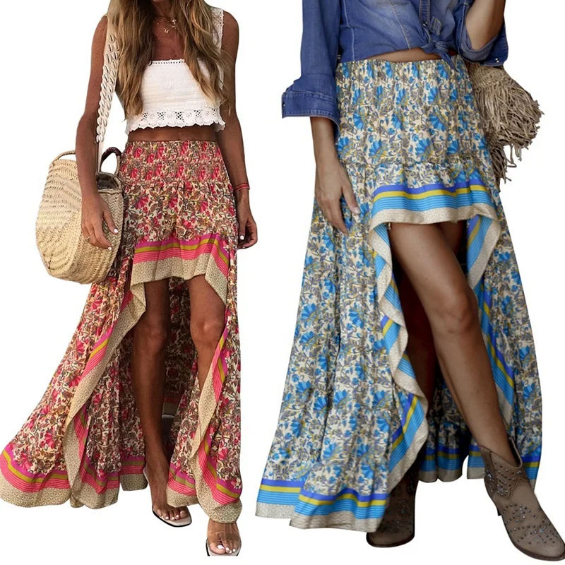 2 Pcs Boho Print Long Skirts Women Bottoms Elastic Waist Gypsy Ethnic Ladies Skirt XL Size, Red & Blue
2 Pcs Boho Print Long Skirts Women Bottoms Elastic Waist Gypsy Ethnic Ladies Skirt XL Size, Red & Blue