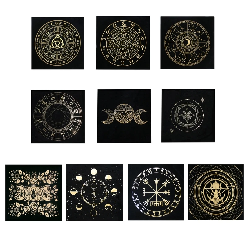 

Altar Tarot Cloth Triple Goddess Moon Phases Astrology Tarot Cards Divination Special Tablecloth Velvet 19"×19" with Dice Bag