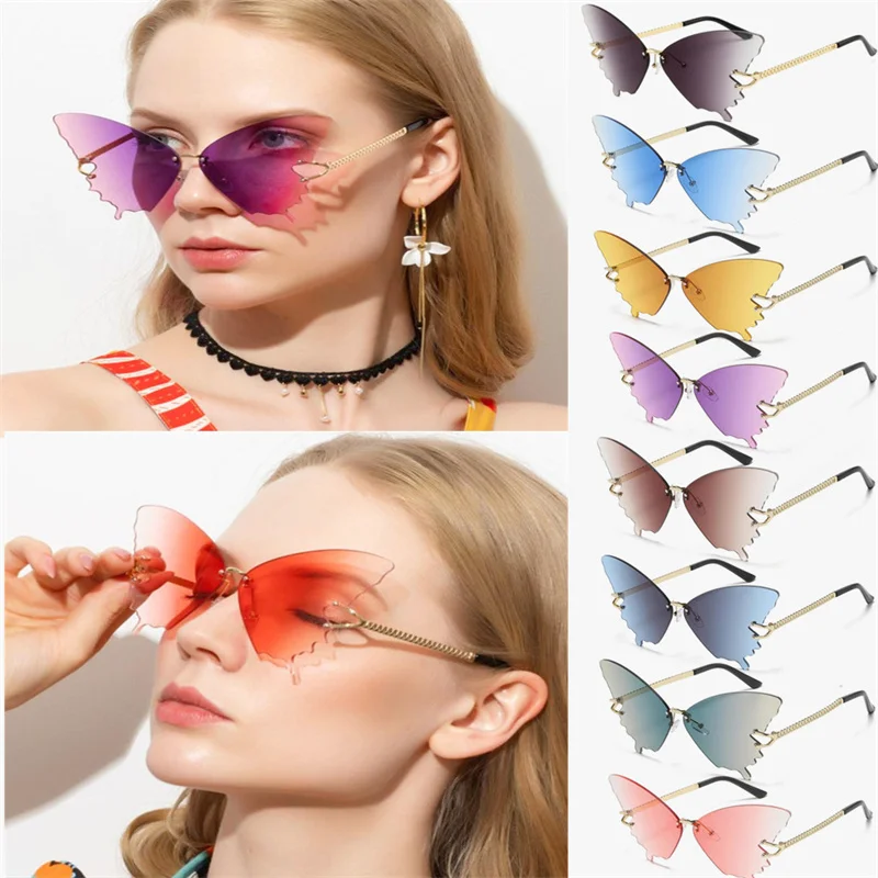 Fashion Gradient Butterfly Sunglasses for Women UV Protection Vintage Metal Rimless Sunglasses Retro Eyewear Party Decor
Fashion Gradient Butterfly Sunglasses for Women UV Protection Vintage Metal Rimless Sunglasses Retro Eyewear Party Decor