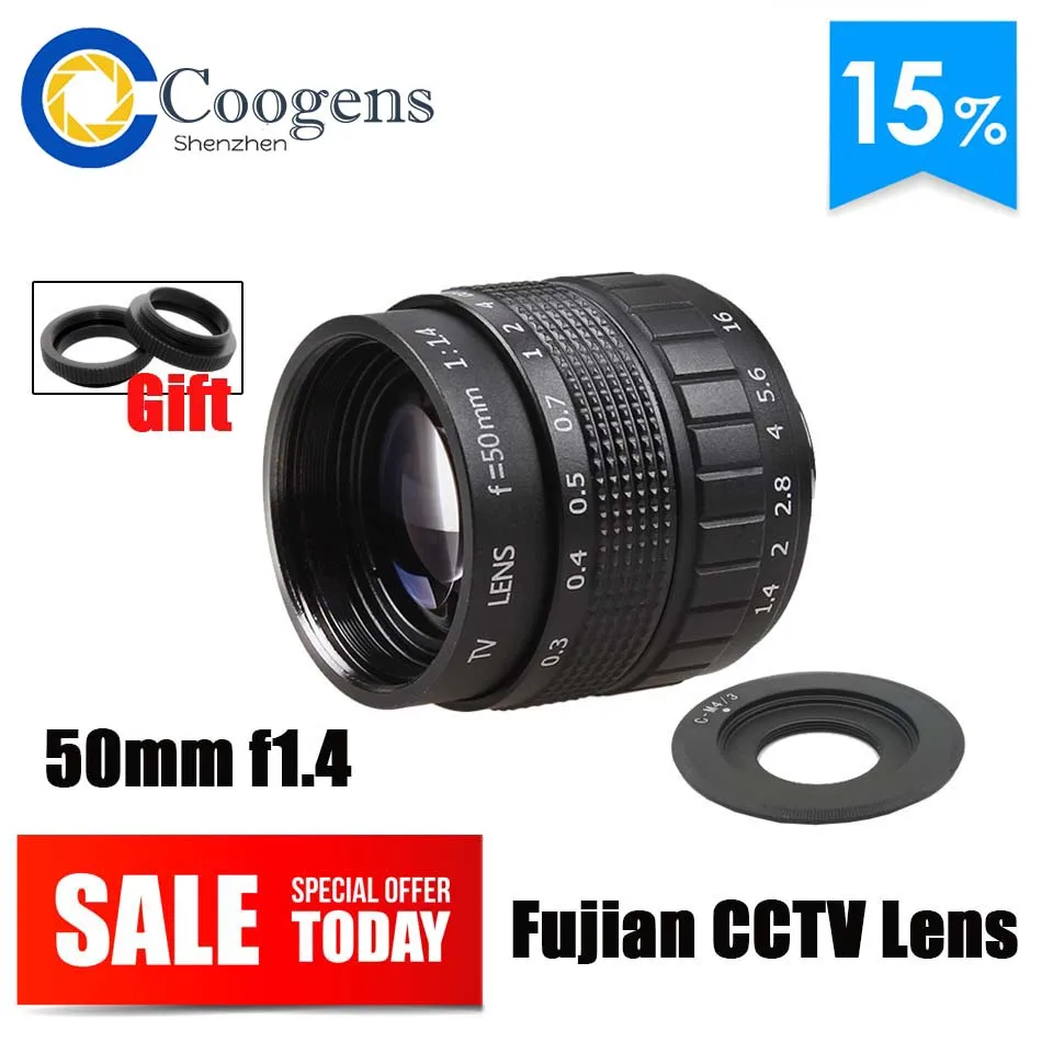 

Fujian 50mm CCTV Camera Lens Movie Focus F1.4 C Mount for Panasonic GF1 GF2 GF3 GF5 GF6 GX1 G1 G2 G3 G5 GH1 GH2 GH3 Mirrorless