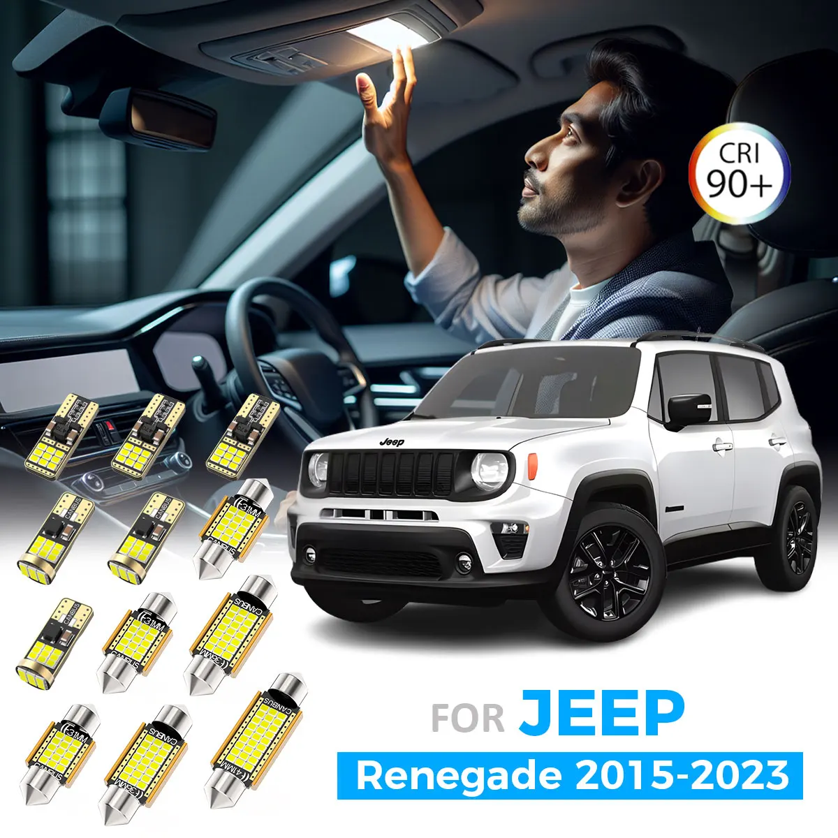 AENVTOL, 12 Шт., Обновление Светодиодного Внутреннего Освещения Для Jeep Renegade 2015-2023, Белый, 6000K, CRI 90+ 
AENVTOL, 12 Шт., Обновление Светодиодного Внутреннего Освещения Для Jeep Renegade 2015-2023, Белый, 6000K, CRI 90+