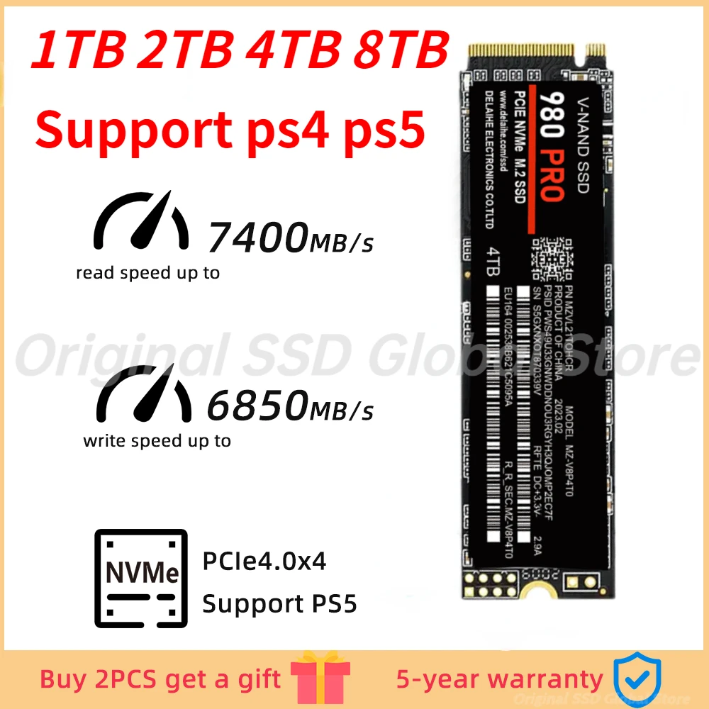 1TB SSD Nvme M2 2TB 4TB M2 NVME SSD PCIE4.0 Ps5 M.2 2280 HD Hard Disk Internal Solid State Drive for Computer Ps4 Ps5 2tb 2280
1TB SSD Nvme M2 2TB 4TB M2 NVME SSD PCIE4.0 Ps5 M.2 2280 HD Hard Disk Internal Solid State Drive for Computer Ps4 Ps5 2tb 2280