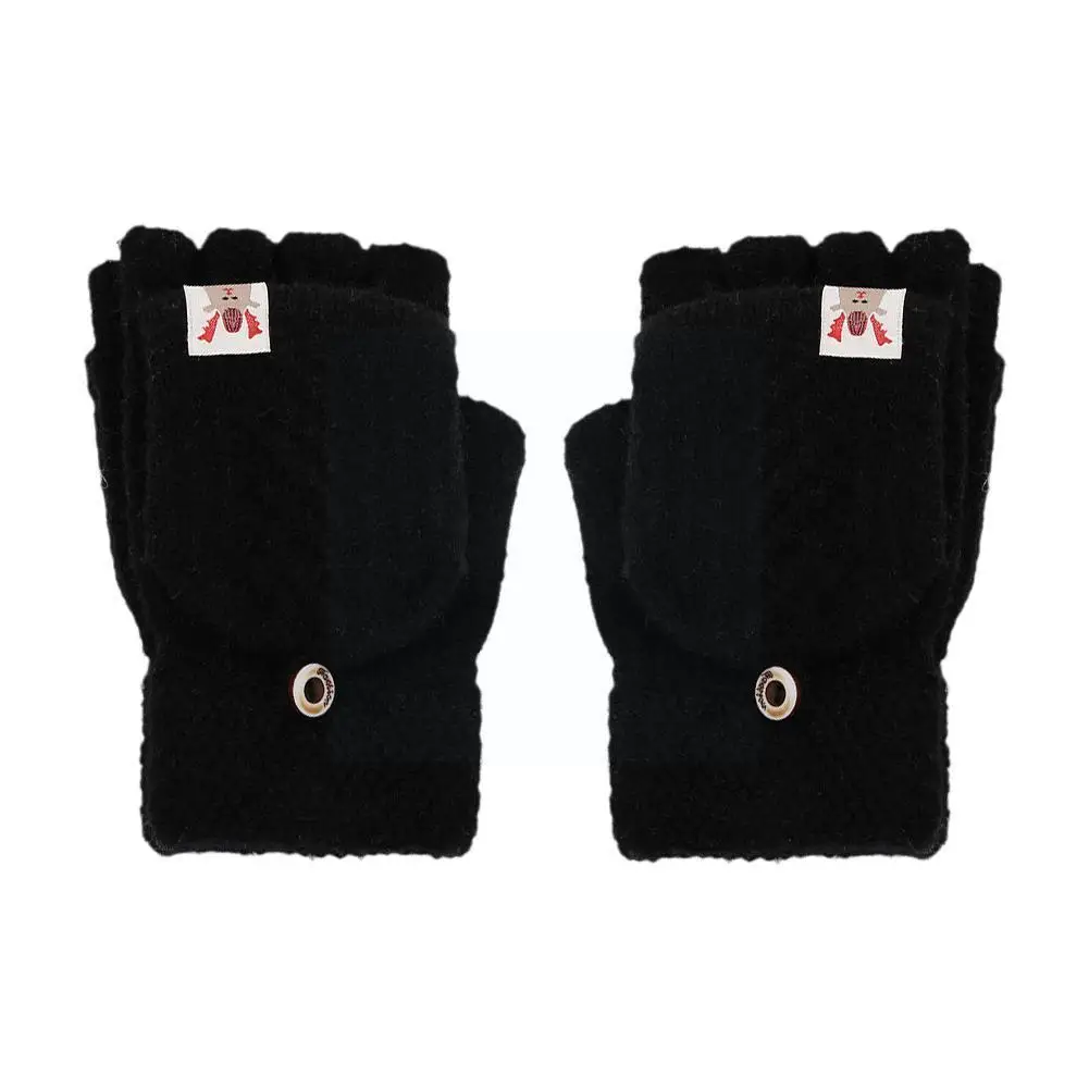 Модные перчатки на полпальца, женские зимние теплые перчатки с откидной крышкой, теплые плотные удобные вязаные стильные мягкие перчатки с ...