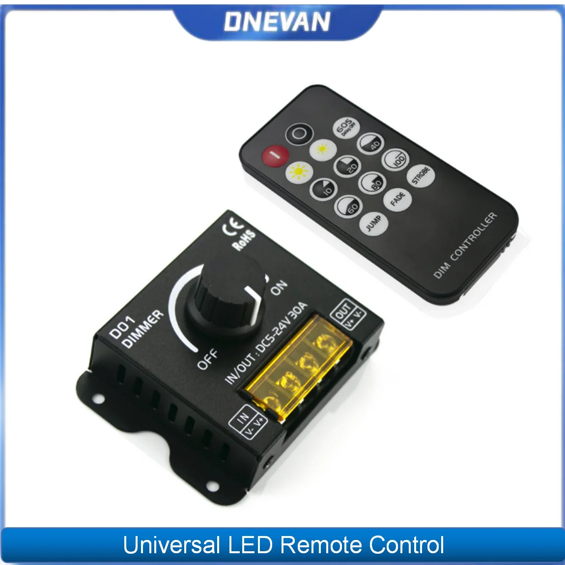 

DC5V-24V CCT LED Dimmer Controller 30A 720W Adjustable Brightness Dimming LED Strip CCT Single Color Controller Stepless Dimmer