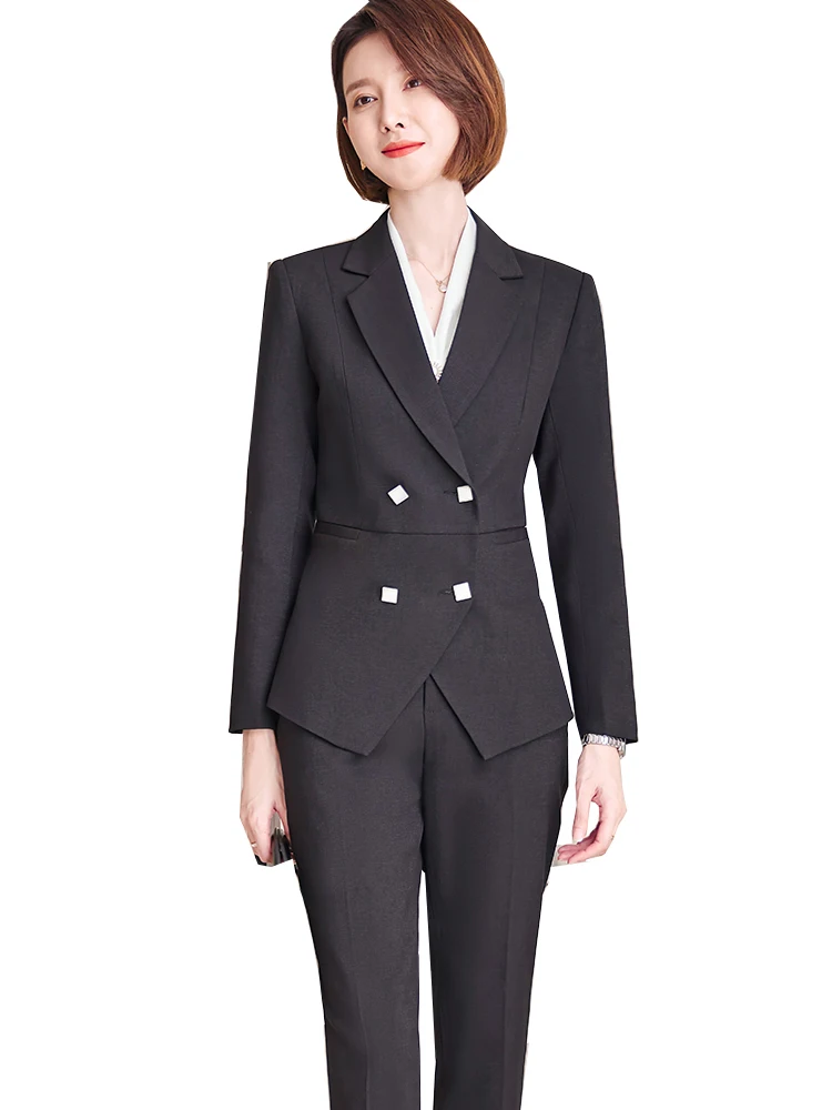 Office Ladies White Blue Black Formal Pant Suit 2 Piece Blazer Set Women Female Double Breasted Jacket and Trouser For Work Wear
Office Ladies White Blue Black Formal Pant Suit 2 Piece Blazer Set Women Female Double Breasted Jacket and Trouser For Work Wear
