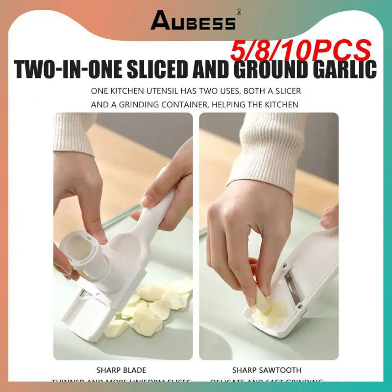 

5/8/10PCS 2 In 1 Cutter Ginger Slicing Grinding Tool Multifunction Garlic Slicer Portable Garlic Grinding Tool Sharp Knife