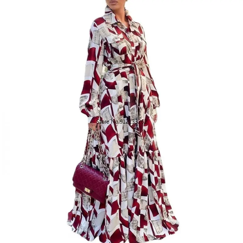 African Shirt Maxi Dress Women High Waist Full Sleeve Robes Spring New Fashion Print Elegant Streetwear African Dresses Vestidos
African Shirt Maxi Dress Women High Waist Full Sleeve Robes Spring New Fashion Print Elegant Streetwear African Dresses Vestidos