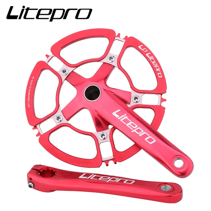 

LP Litepro Mountain Bike Folding Bike Crank 130BCD Aluminum Alloy 170mm Hollow Crankset 53/56/58T BMX Bike Crank