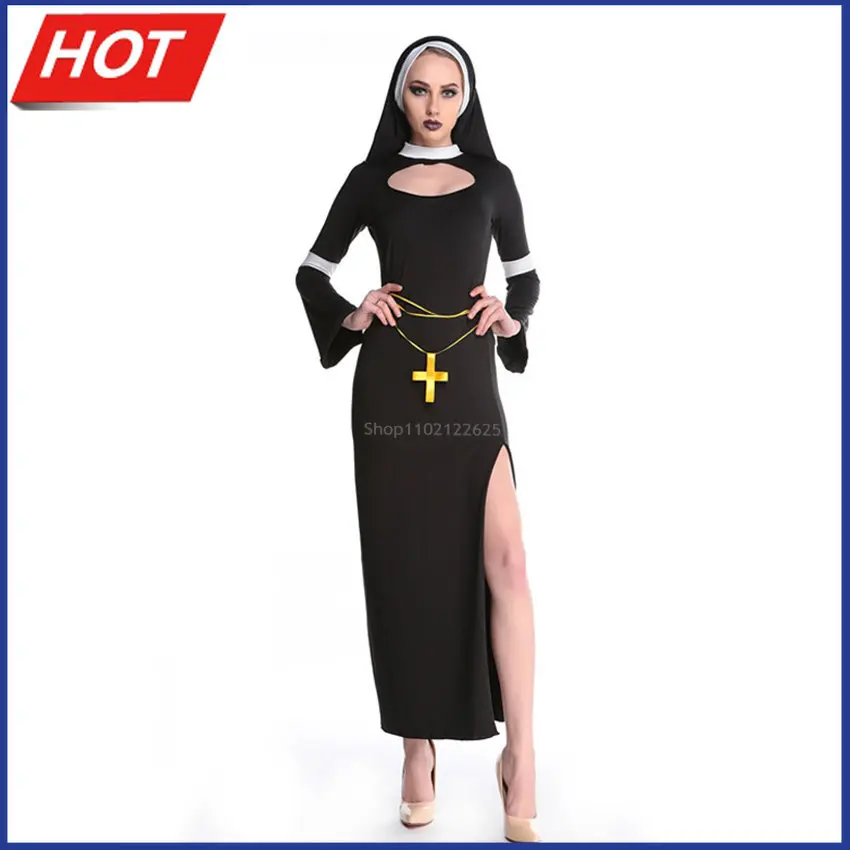 Nun Costume Women Robe Virgin Mary Monk Dress Witch Halloween Costumes For Women Carnival Fancy Part Christianity Headscarf
Nun Costume Women Robe Virgin Mary Monk Dress Witch Halloween Costumes For Women Carnival Fancy Part Christianity Headscarf