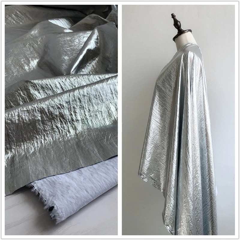 1m*1.5m Metal Mirror Reflective Bright Silver Fabric Washed Wrinkled Fabric for DIY Sewing Clothing fabric by the yard
1m*1.5m Metal Mirror Reflective Bright Silver Fabric Washed Wrinkled Fabric for DIY Sewing Clothing fabric by the yard