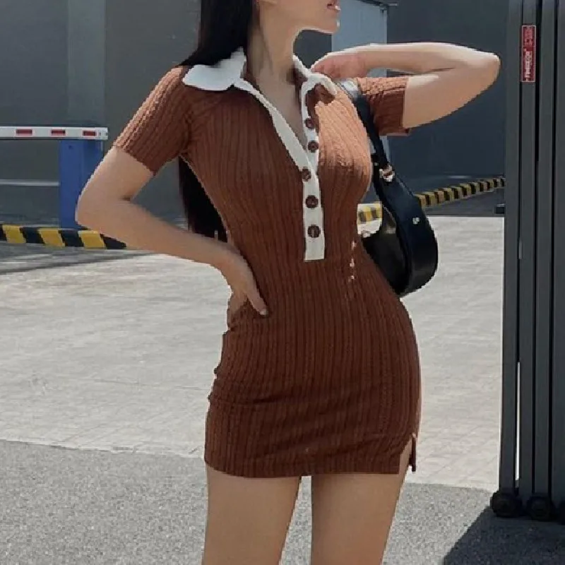 Casual Turn Down Collar Short Sleeve Knitted Bodycon Dress Women Elegant Midi T-shirt Dresses Female Clothing Vestidos De Mujer
Casual Turn Down Collar Short Sleeve Knitted Bodycon Dress Women Elegant Midi T-shirt Dresses Female Clothing Vestidos De Mujer