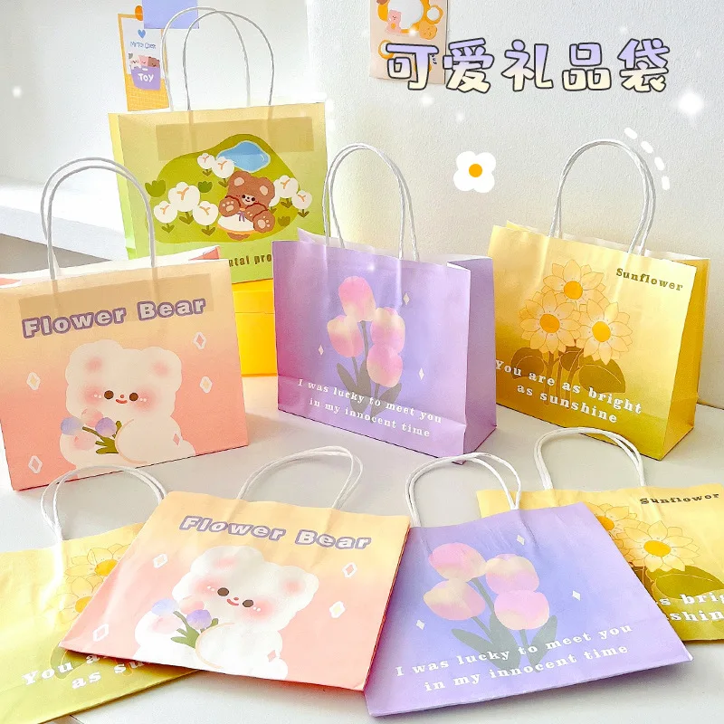 4Pcs Dizzy Color Paper Box With Handles Kawaii Cute Bear Flower Festival Gift Women Girls Shopping Bags Kraft Paper Packing Bag
4Pcs Dizzy Color Paper Box With Handles Kawaii Cute Bear Flower Festival Gift Women Girls Shopping Bags Kraft Paper Packing Bag