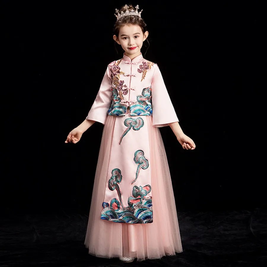 Chinese Traditional Tang Clothing 3 To 14 Years Ancient Girls Embroidery Knotted Button Important Occasion Attire Formal Dress
Chinese Traditional Tang Clothing 3 To 14 Years Ancient Girls Embroidery Knotted Button Important Occasion Attire Formal Dress