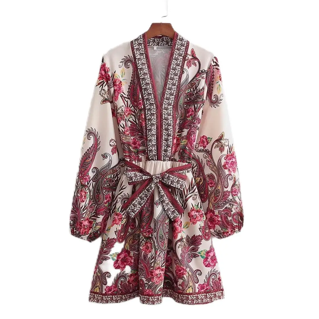 Printed Mini Dress Women Spring 2024 New Clothing Full Sleeve Belt Vestidos Modern Girl Casual Wears
Printed Mini Dress Women Spring 2024 New Clothing Full Sleeve Belt Vestidos Modern Girl Casual Wears