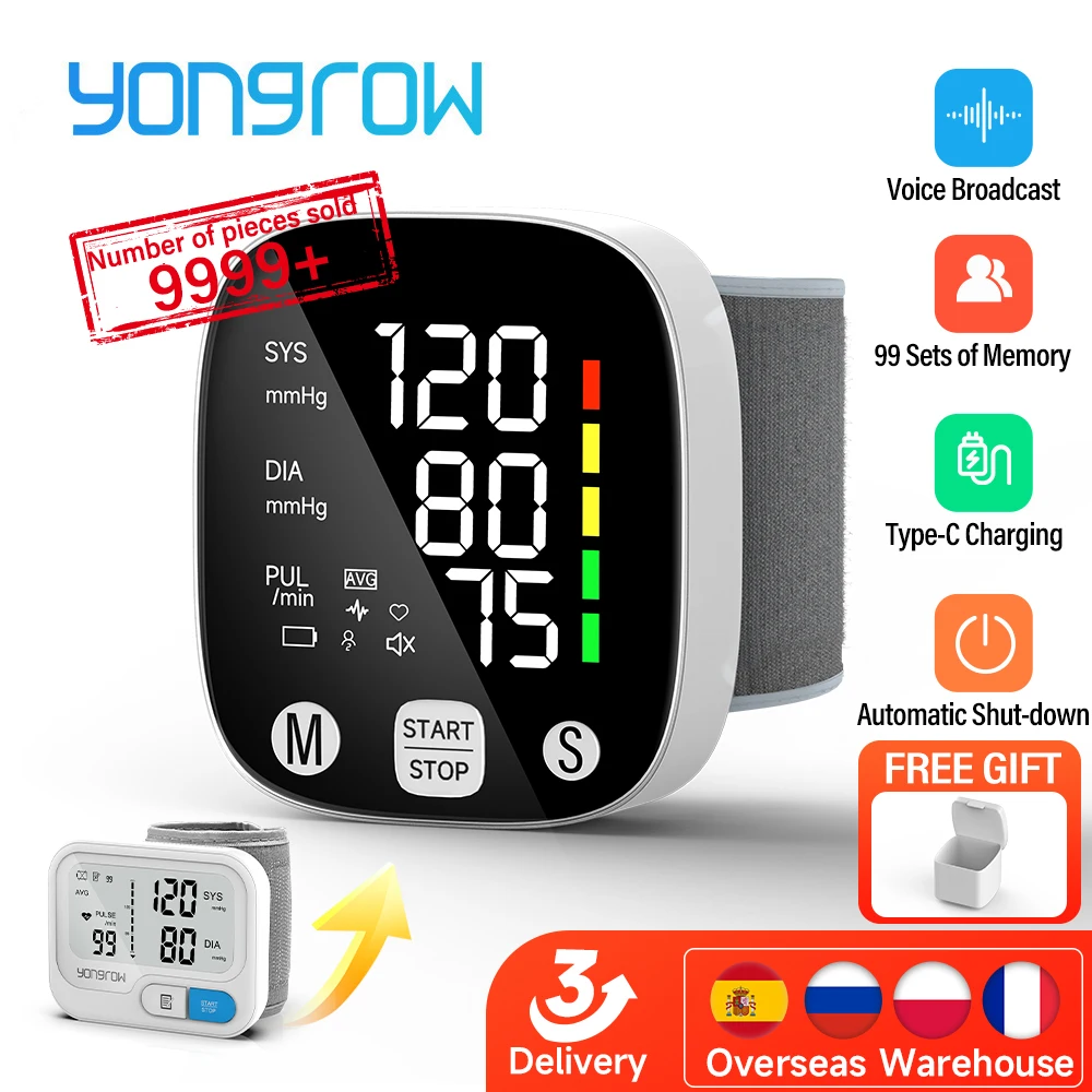 Yongrow Автоматический цифровой монитор артериального давления на запястье
