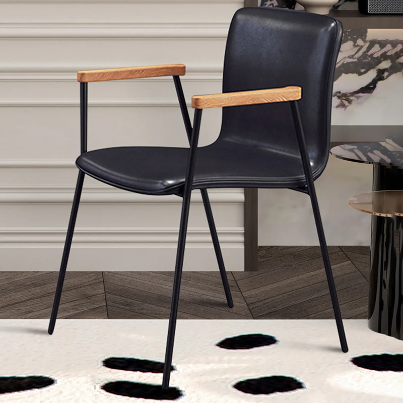 Leather Armrests Dining Chair Modern Waterproof Fishing Back Dining Chair Metal Black Office Balcony Cadeira Household Items
Leather Armrests Dining Chair Modern Waterproof Fishing Back Dining Chair Metal Black Office Balcony Cadeira Household Items