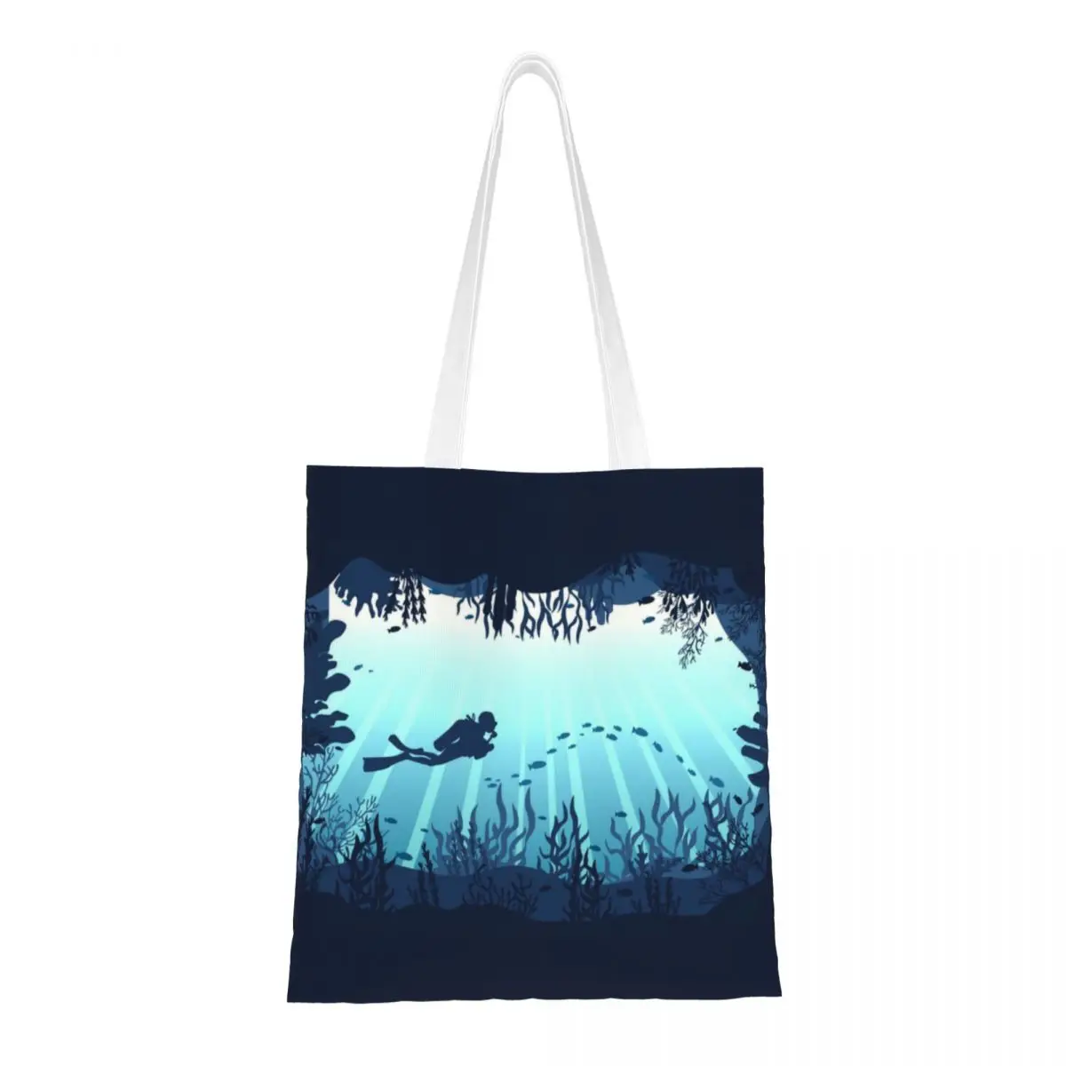 Сумка-тоут для покупок для дайвинга, забавный холщовый саквояж на плечо, прочная вместительная сумочка для погружения с аквалангом 
Сумка-тоут для покупок для дайвинга, забавный холщовый саквояж на плечо, прочная вместительная сумочка для погружения с аквалангом