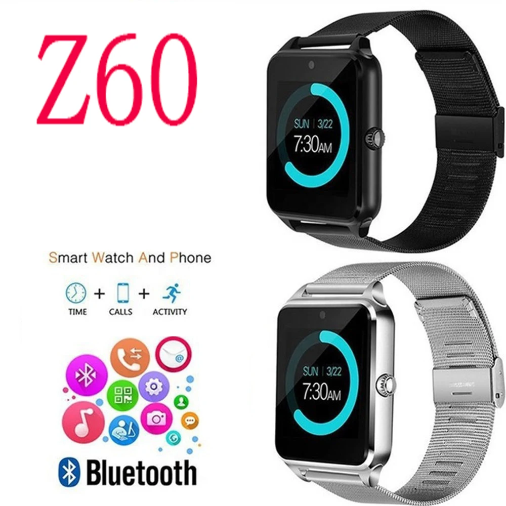 Original Z60 bluetooth touch bluetooth phone SIM card smart watch sports pictures music with metal bracelet fashion movement ste
Original Z60 bluetooth touch bluetooth phone SIM card smart watch sports pictures music with metal bracelet fashion movement ste