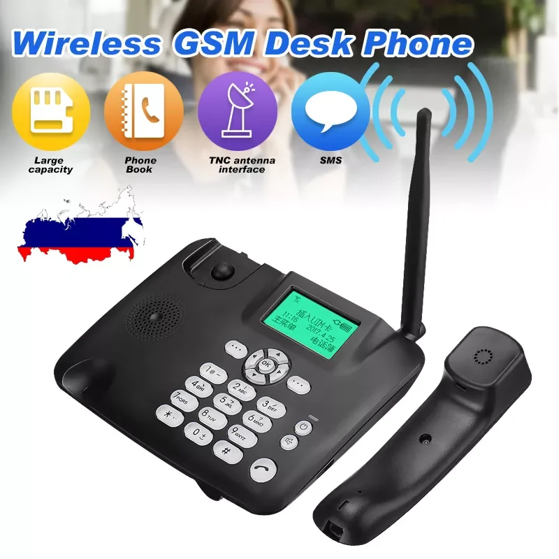 Черный стационарный Настольный беспроводной телефон 2G GSM Настольный телефон SIM-карта функция SMS настольная телефонная машина
Черный стационарный Настольный беспроводной телефон 2G GSM Настольный телефон SIM-карта функция SMS настольная телефонная машина