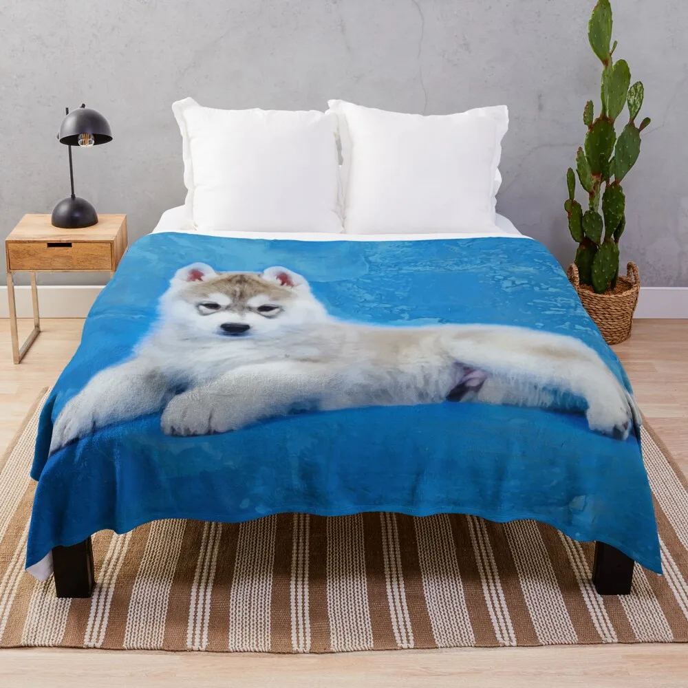 

Siberian Husky Puppy Throw Blanket Big Thick Furry Couple Blanket Summer Bedding Blankets Soft Bed Blankets