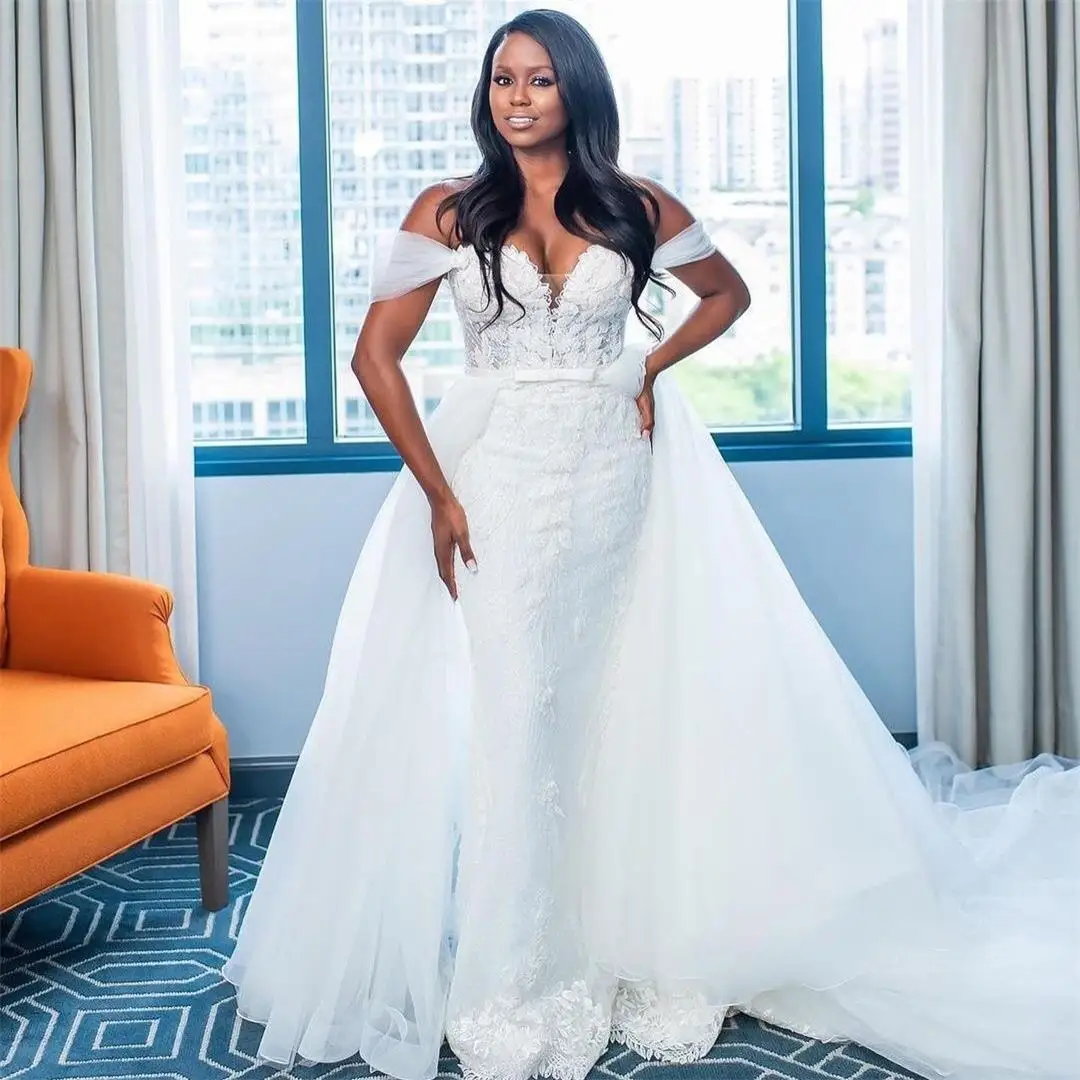 Charming African Mermaid Off the Shoulde Wedding Dress with Detachable Train Vestidos De Novia Lace Appliques Bridal Gowns
Charming African Mermaid Off the Shoulde Wedding Dress with Detachable Train Vestidos De Novia Lace Appliques Bridal Gowns