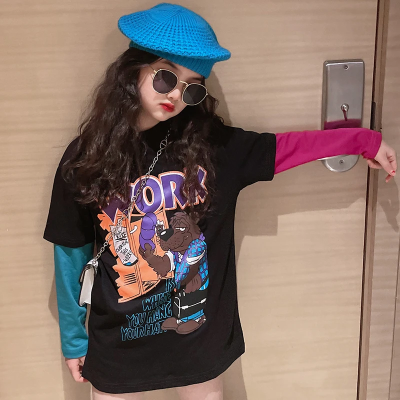 Hip Hop Children's Girls Sweatshirt Cartoon Print Long Sleeves T-shirts Street Spring Autumn Cotton Black White Bottoming Shirts
Hip Hop Children's Girls Sweatshirt Cartoon Print Long Sleeves T-shirts Street Spring Autumn Cotton Black White Bottoming Shirts