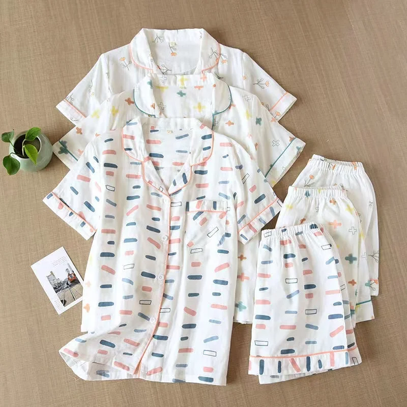 100% Cotton Pajamas Set Women Summer Printed Soft Sleepwear 2Piece Set Home Clothes Short Sleeve Shorts Homewear
100% Cotton Pajamas Set Women Summer Printed Soft Sleepwear 2Piece Set Home Clothes Short Sleeve Shorts Homewear