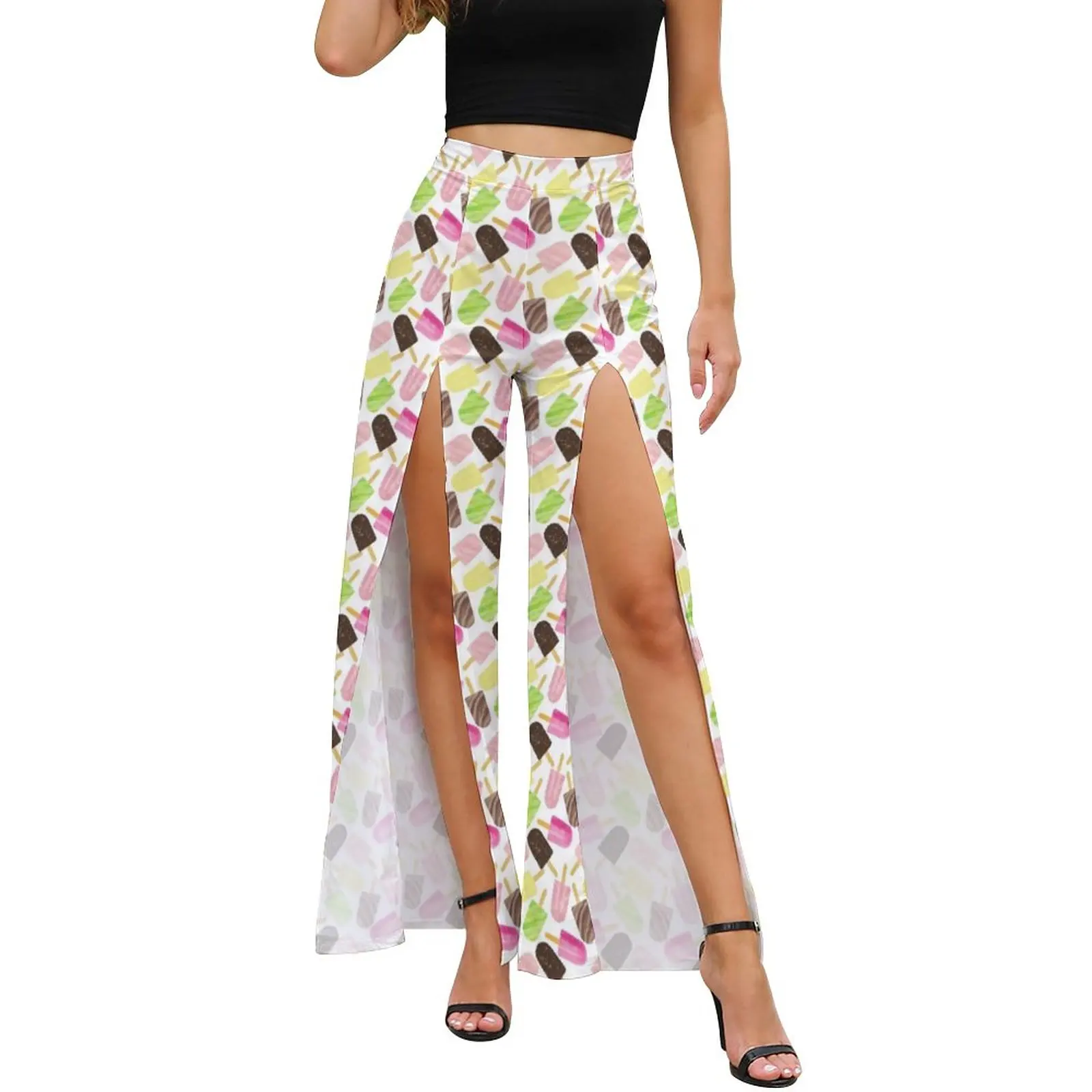 Colorful Ice Cream Pants Women Sweet Cartoon Food Trendy Pattern Wide Pants Summer High Slit Street Wear Trousers
Colorful Ice Cream Pants Women Sweet Cartoon Food Trendy Pattern Wide Pants Summer High Slit Street Wear Trousers