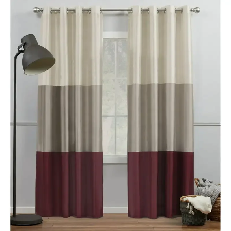 

Модные шторы для штор со вставками из искусственного шелка 54x96, бордового и темно-серого цвета