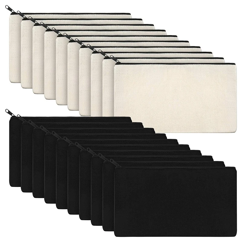 20Pcs Canvas Makeup Bags Zipper Pouch Bags Pencil Case Blank DIY Craft Bags Cosmetic Pouch for Travel DIY Craft School 
20Pcs Canvas Makeup Bags Zipper Pouch Bags Pencil Case Blank DIY Craft Bags Cosmetic Pouch for Travel DIY Craft School