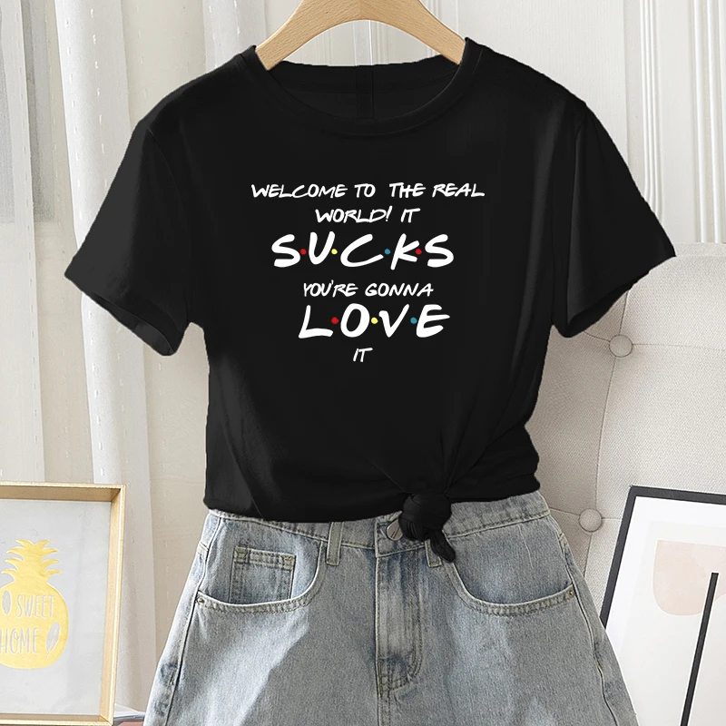 Women Casual Fashion Short Sleeve Regular Summer Daily 100% Cotton T-shirt Letter Graphic Female Streetwear Round Neck Tees Tops
Women Casual Fashion Short Sleeve Regular Summer Daily 100% Cotton T-shirt Letter Graphic Female Streetwear Round Neck Tees Tops
