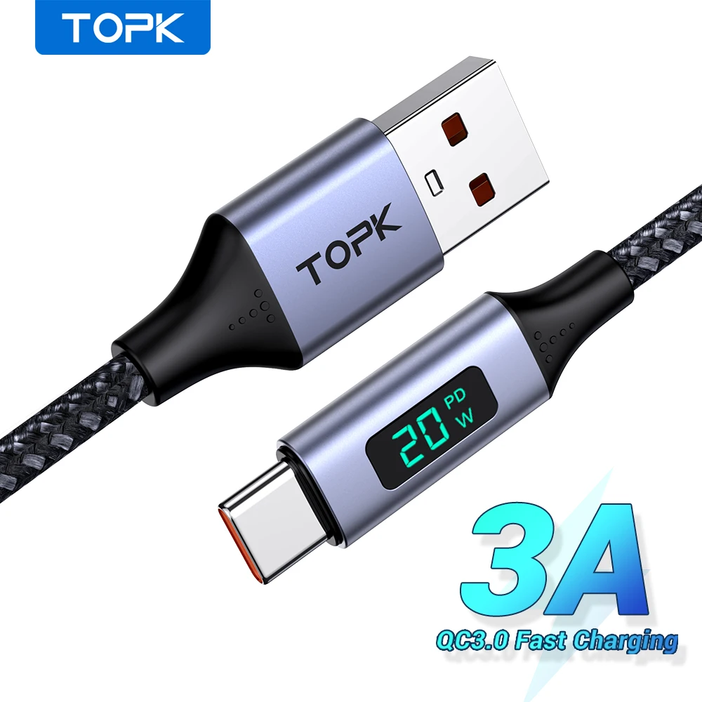 TOPK AN50 Micro USB Cable & USB Type C Cable 3A for Samsung Xiaomi Fast Charging USB C With Digital Display Mobile Phone Cable
TOPK AN50 Micro USB Cable & USB Type C Cable 3A for Samsung Xiaomi Fast Charging USB C With Digital Display Mobile Phone Cable
