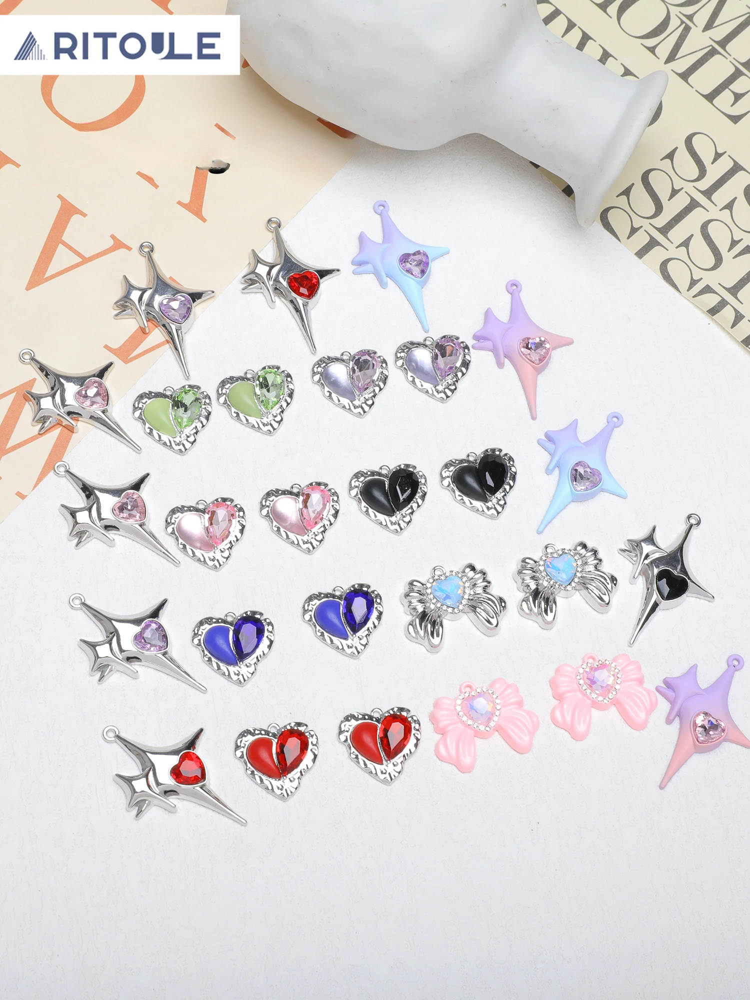 

Water Diamond Love Cross Bowknot Silver Alloy Pendant DIY Handmade Ornaments Earrings Necklace Accessories Materials