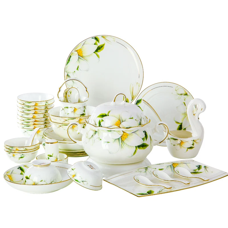 tableware Jingdezhen bone china dish set household European simple ceramic bowl and plate Chopsticks Chinese high-grade
tableware Jingdezhen bone china dish set household European simple ceramic bowl and plate Chopsticks Chinese high-grade