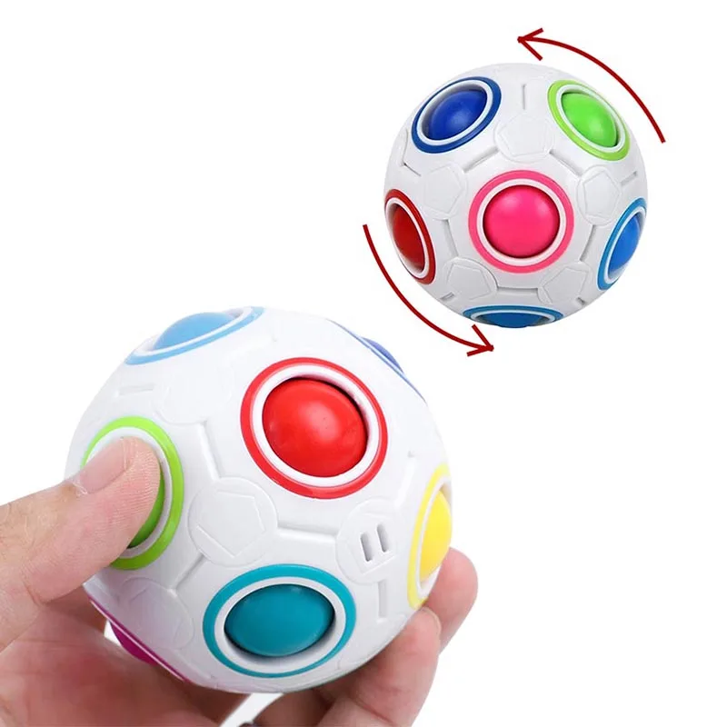 

Magic Rubix Cube Rainbow Ball Cube Speed Football Puzzle Ball Fidget Toys for Children Adult Stress Reliever Decompression Balls