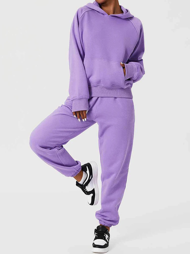 Женский спортивный костюм из 2 предметов, толстая теплая флисовая толстовка с капюшоном и мешковатые спортивные штаны с высокой талией для ... 
Женский спортивный костюм из 2 предметов, толстая теплая флисовая толстовка с капюшоном и мешковатые спортивные штаны с высокой талией для ...