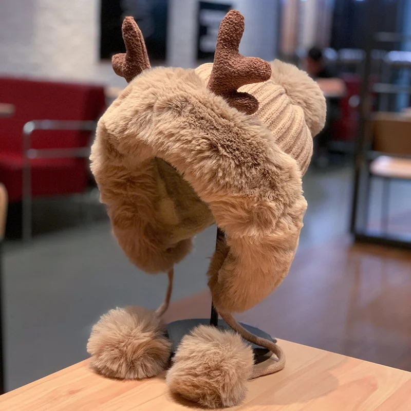 Cute Women Warm Earmuffs Thicken Ear-flapped Hat Winter Cold-proof Warm Hat Cat Ears Cap 2022 Winter Deer Hat
Cute Women Warm Earmuffs Thicken Ear-flapped Hat Winter Cold-proof Warm Hat Cat Ears Cap 2022 Winter Deer Hat