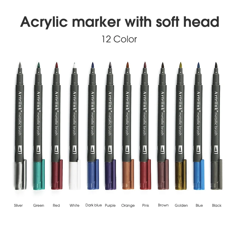 1Pcs 12Colors Metallic Marker Multipurpose Soft Head For Calligraphy Lettering Rock Glass Canvas Metal Ceramic Wood Diy PA-106
1Pcs 12Colors Metallic Marker Multipurpose Soft Head For Calligraphy Lettering Rock Glass Canvas Metal Ceramic Wood Diy PA-106
