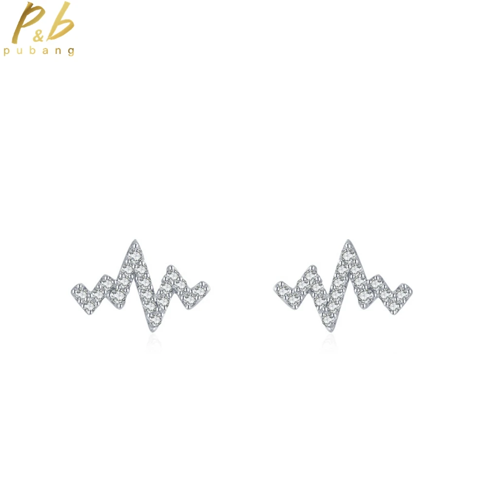 PuBang Fine Jewelry 925 Sterling Silver High Carbon Diamond Electrocardiogram Stud Earrings for Women Wedding Gift Drop Shipping
PuBang Fine Jewelry 925 Sterling Silver High Carbon Diamond Electrocardiogram Stud Earrings for Women Wedding Gift Drop Shipping