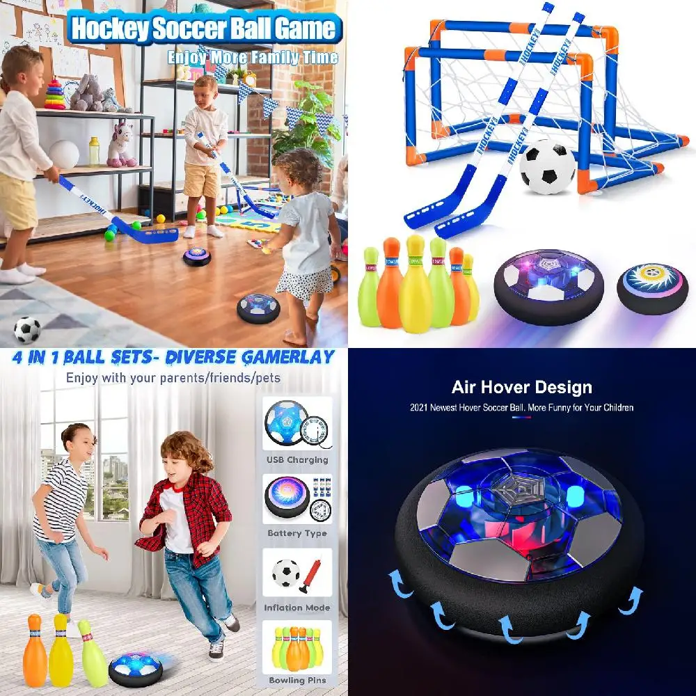 Goals, 2 Hockey Sticks, 6 Flip Cones, and 2 Bowling Pins Hilarious 3-in-1 LED Soccer, Hockey, Bowling Set for Kids - Indoor/Outd
Goals, 2 Hockey Sticks, 6 Flip Cones, and 2 Bowling Pins Hilarious 3-in-1 LED Soccer, Hockey, Bowling Set for Kids - Indoor/Outd