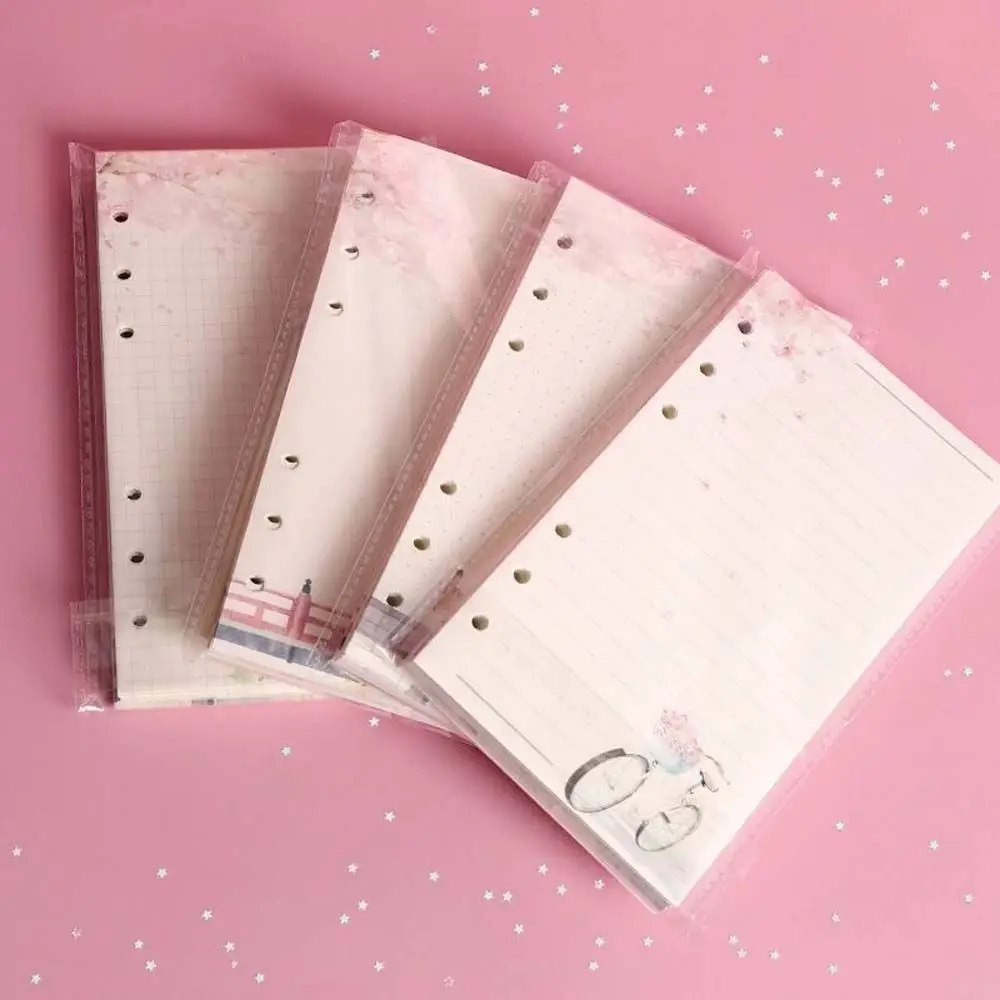 

New 80 Sheets A6 Loose Leaf Notebook Sakura And Cat Refill Spiral Binder Inner Pages Line Grid