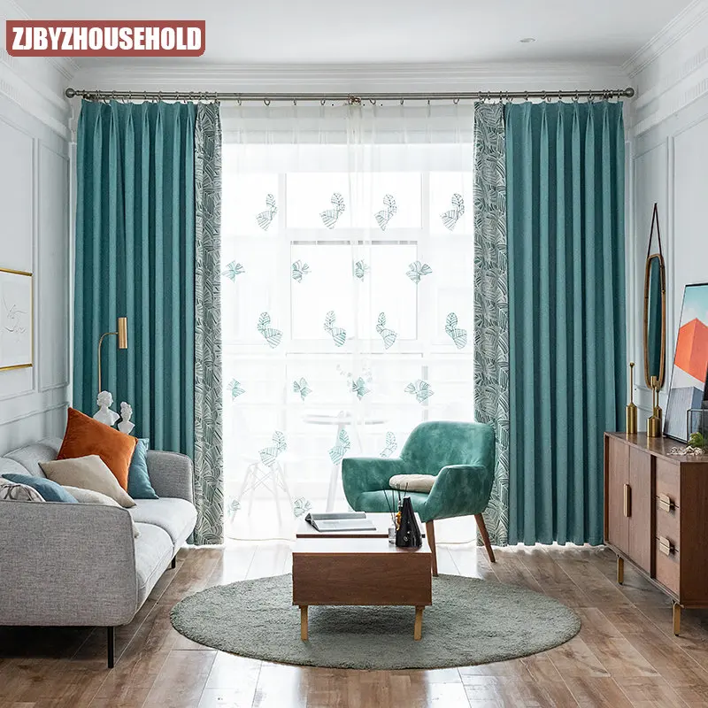 Nordic High-end Curtains for Living Room Bedroom Cotton Linen Jacquard Chenille Leaf Stitching Thickening Blackout blue-green
Nordic High-end Curtains for Living Room Bedroom Cotton Linen Jacquard Chenille Leaf Stitching Thickening Blackout blue-green