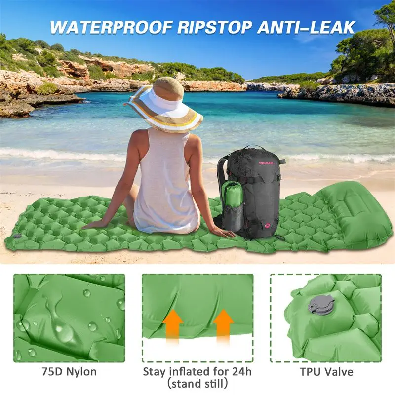 Inflatable Camping Pad Backpacking Mattress Waterproof Ripstop Anti-Leak Sleeping Pad for Adults Camping Hiking Picnic
Inflatable Camping Pad Backpacking Mattress Waterproof Ripstop Anti-Leak Sleeping Pad for Adults Camping Hiking Picnic