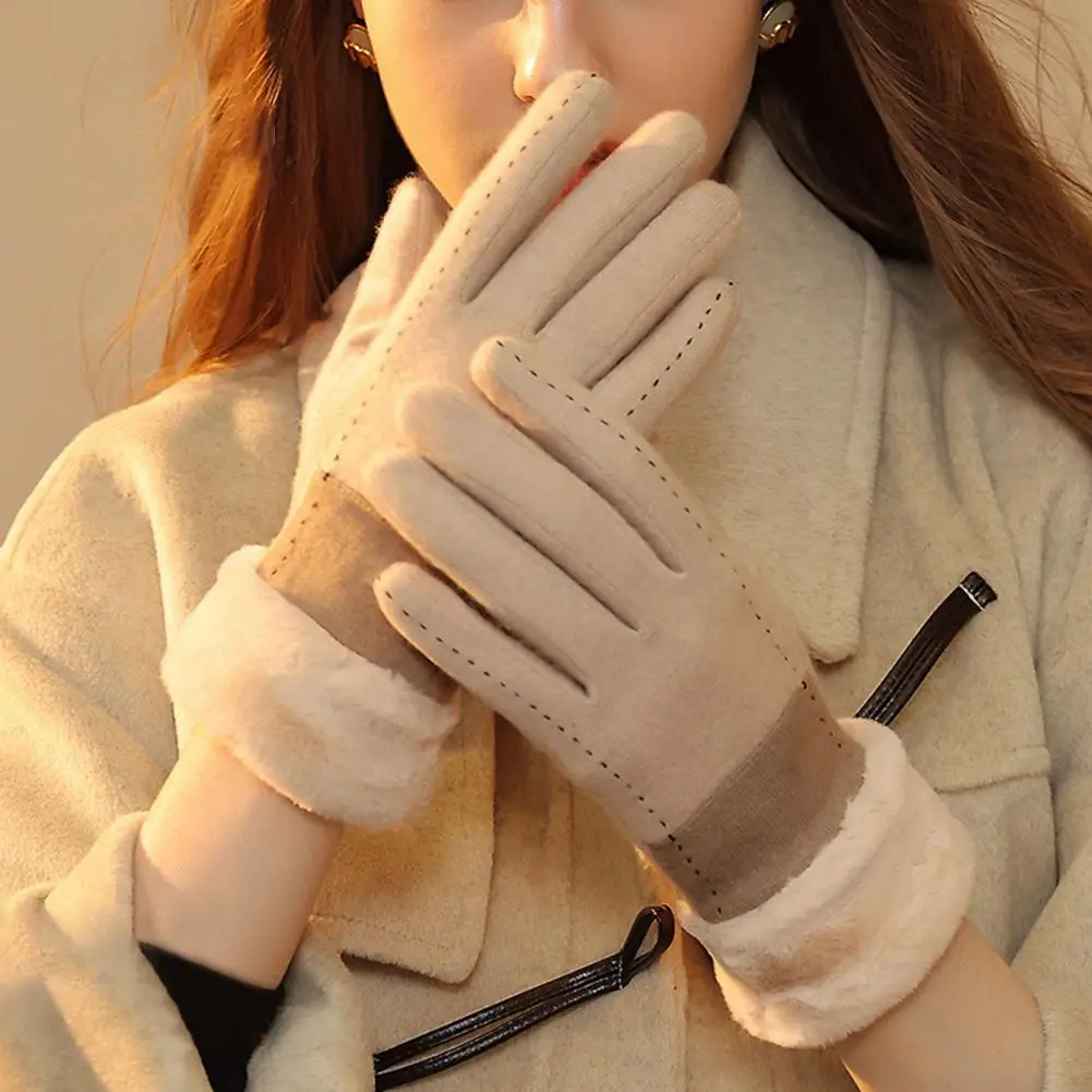 1 Pair Women Gloves Soft Plush Cozy Thicken Full Fingers Keep Warm Elegant Touch Screen Riding Gloves for Outdoor
1 Pair Women Gloves Soft Plush Cozy Thicken Full Fingers Keep Warm Elegant Touch Screen Riding Gloves for Outdoor