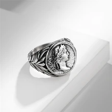 Roman Empire Caesar Retro Coins High Quelity Fine Stainless Steel Male Female Ring Polished No Fading JZ523