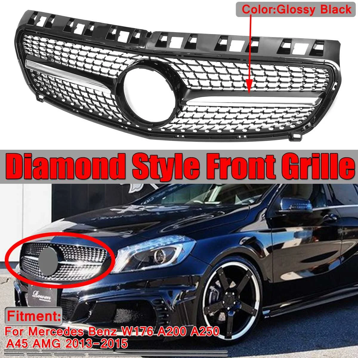 W176 Diamond Style Car Front Bumper Grille Grill Cover For Mercedes For Benz W176 A200 A250 A45 For AMG 2013-2015 Racing Grills
W176 Diamond Style Car Front Bumper Grille Grill Cover For Mercedes For Benz W176 A200 A250 A45 For AMG 2013-2015 Racing Grills