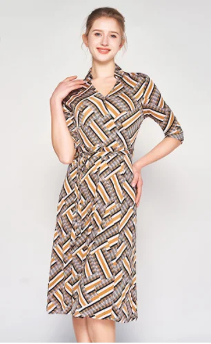 Silk dress women's summer 2022 new mid sleeve Lapel printed mulberry silk slim waist lace up
Silk dress women's summer 2022 new mid sleeve Lapel printed mulberry silk slim waist lace up