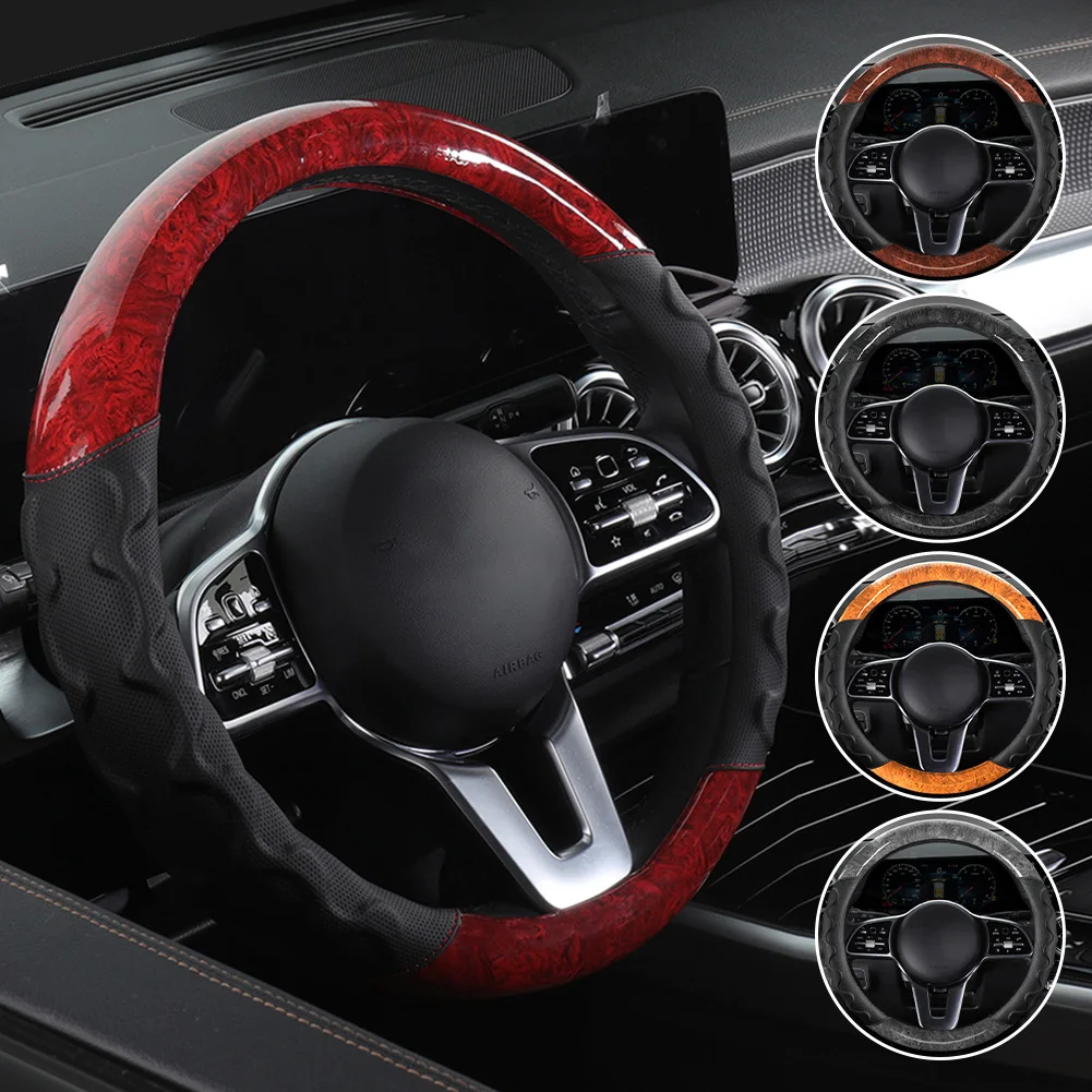38cm Car Steering Wheel Cover Universal 15" Mahogany Wood Grain Breathable Anti-Slip Steering Wheel Cover For Round/Flat-Bottom
38cm Car Steering Wheel Cover Universal 15" Mahogany Wood Grain Breathable Anti-Slip Steering Wheel Cover For Round/Flat-Bottom